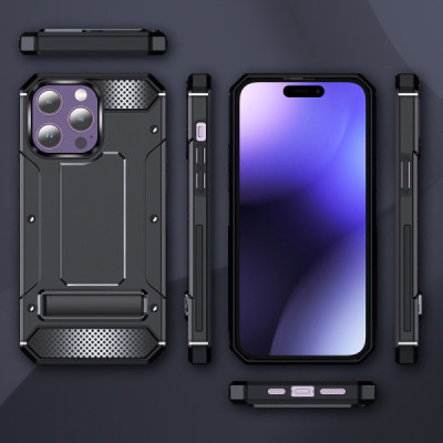 Husa pentru iPhone 15 Pro Max - Techsuit Hybrid Armor Kickstand - Black - 2