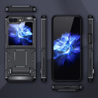Husa pentru Samsung Galaxy Z Flip5 - Techsuit Hybrid Armor Kickstand - Black - 2