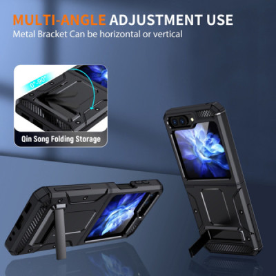 Husa pentru Samsung Galaxy Z Flip5 - Techsuit Hybrid Armor Kickstand - Black - 3