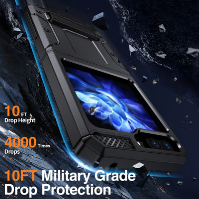 Husa pentru Samsung Galaxy Z Flip5 - Techsuit Hybrid Armor Kickstand - Black - 4