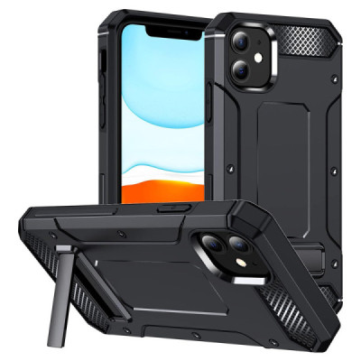 Husa pentru iPhone 12 / 12 Pro - Techsuit Hybrid Armor Kickstand - Black - 1