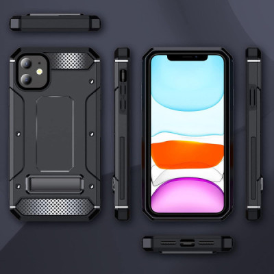 Husa pentru iPhone 12 / 12 Pro - Techsuit Hybrid Armor Kickstand - Black - 2