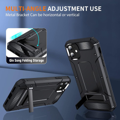 Husa pentru iPhone 12 / 12 Pro - Techsuit Hybrid Armor Kickstand - Black - 3