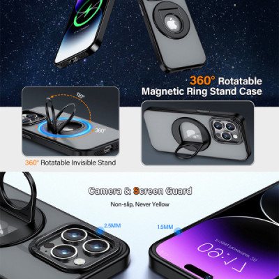 Husa pentru iPhone 15 - Techsuit MagSafe Ghost Holder Series - Matte Black - 5