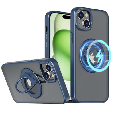 Husa pentru iPhone 15 - Techsuit MagSafe Ghost Holder Series - Matte Blue - 1