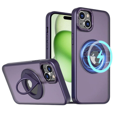 Husa pentru iPhone 15 - Techsuit MagSafe Ghost Holder Series - Matte Purple - 1
