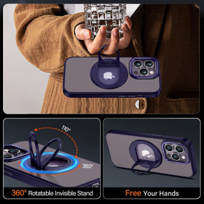 Husa pentru iPhone 15 - Techsuit MagSafe Ghost Holder Series - Matte Purple - 6