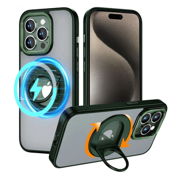 Husa pentru iPhone 15 Pro - Techsuit MagSafe Ghost Holder Series - Matte Green