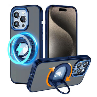 Husa pentru iPhone 15 Pro - Techsuit MagSafe Ghost Holder Series - Matte Blue - 1