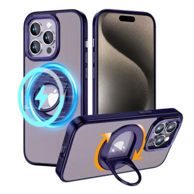 Husa pentru iPhone 15 Pro - Techsuit MagSafe Ghost Holder Series - Matte Purple - 1
