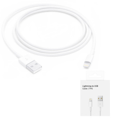 Cablu de Date USB-A la Lightning, 1m - Apple A1480 (MXLY2ZM/A) - White (Blister Packing) - 1