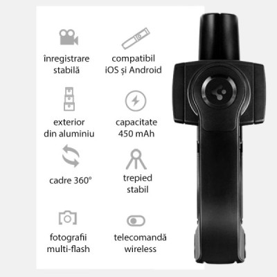 Selfie Stick Gimbal Stabil Bluetooth, 54cm - Spigen Tripod Mount and Gimbal Stabilizer (S610W) - Black - 2