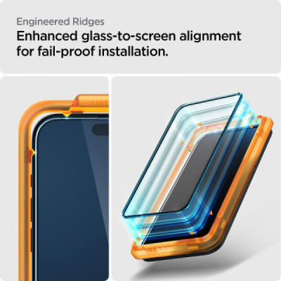 Folie pentru iPhone 15 Pro Max (set 2) - Spigen Glas.TR Align Master - Black - 5
