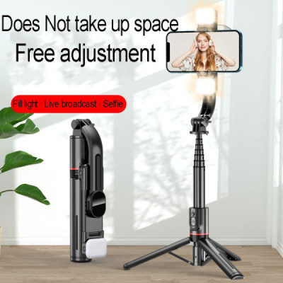 Selfie Stick Stabil Wireless cu Lumina LED Detasabila, 108cm - Techsuit Tripod Mount LED (L12D) - Black - 4