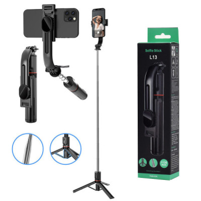 Selfie Stick si Trepied Stabil Bluetooth, 113cm - Techsuit (L13) - Black - 1