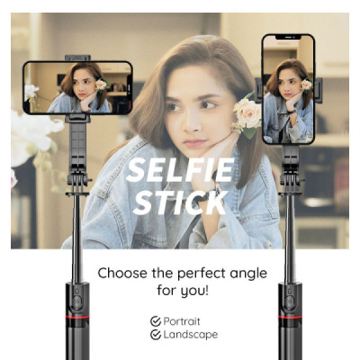 Selfie Stick si Trepied Stabil Bluetooth, 113cm - Techsuit (L13) - Black - 8