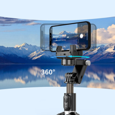 Gimbal Selfie Stick Stable cu Lumina LED si Telecomanda, 70cm - Techsuit (Q18) - Black - 3