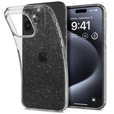 Huse pentru iPhone 15 Pro - Spigen Liquid Crystal Glitter - Crystal Quartz - 1