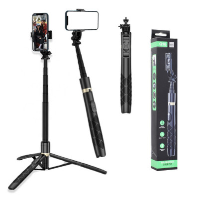 Selfie Stick GoPro si Trepied cu Telecomanda, 156cm - Techsuit (Q16) - Black - 1