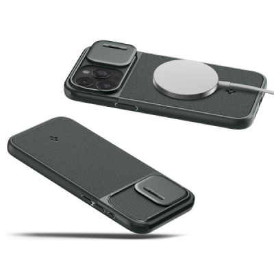 Husa iPhone 15 Pro - Spigen Optik Armor - Abyss Green - 4