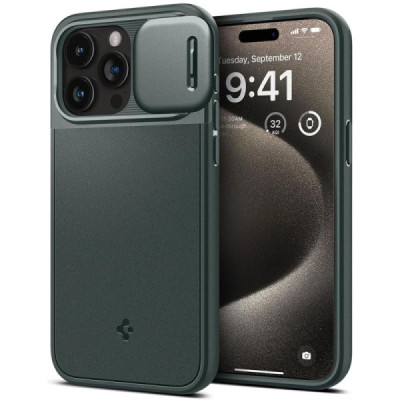 Husa iPhone 15 Pro Max - Spigen Optik Armor - Abyss Green - 1