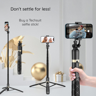 Selfie Stick GoPro si Trepied cu Telecomanda, 156cm - Techsuit (Q16) - Black - 8