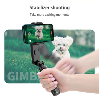 Gimbal Mini Selfie Stick cu LED si Trepied, 70cm - Techsuit (Q09) - Black - 4