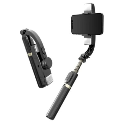 Selfie Stick Stabil Bluetooth cu Trepied si Lumini, 75cm - Techsuit (Q08D) - Black - 5