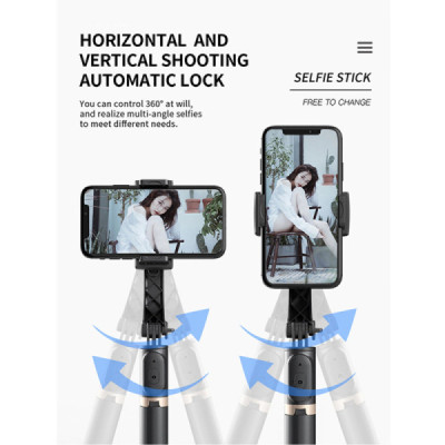 Selfie Stick Stabil cu Telecomanda, 75cm - Techsuit (Q08) - Black - 4