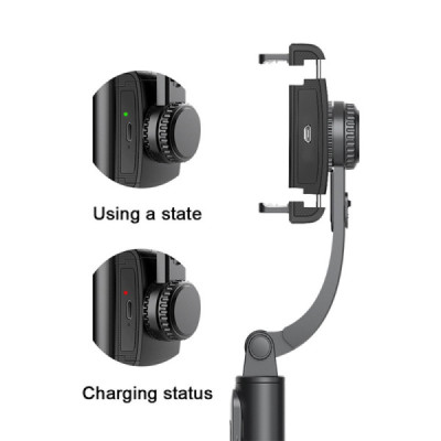 Selfie Stick Stabil cu Telecomanda, 75cm - Techsuit (Q08) - Black - 6