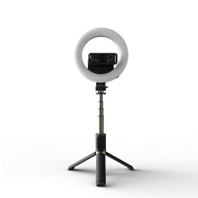 Selfie Stick Stabil cu Lampa Circulara, 80cm - Techsuit (Q07) - Black - 3