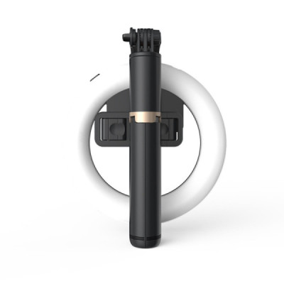 Selfie Stick Stabil cu Lampa Circulara, 80cm - Techsuit (Q07) - Black - 4