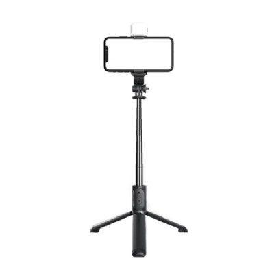 Selfie Stick Stabil cu Trepied si LED, 105cm - Techsuit (Q02S) - Black - 3