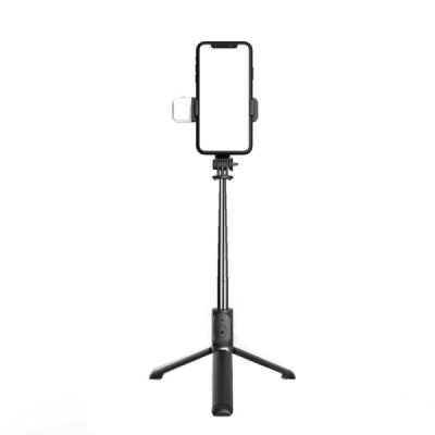 Selfie Stick Stabil cu Trepied si LED, 105cm - Techsuit (Q02S) - Black - 4