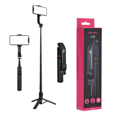 Selfie Stick Trepied Stabil, Portabil, 106cm - Techsuit L12 - Black - 1