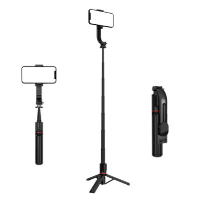 Selfie Stick Trepied Stabil, Portabil, 106cm - Techsuit L12 - Black - 4