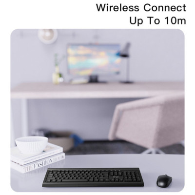 Yesido - Wireless Keyboard and Mouse Set (KB12) - Intelligent Hibernation, Plug&Play - Black - 6