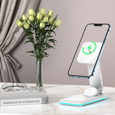 Yesido - Wireless Charging Station 3in1 (DS17) - for iPhone, Apple Watch, AirPods, 15W - White - 11