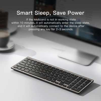 Tastatura Inteligenta Wireless pentru Laptop, Tableta, Windows, Mac, Linux - Yesido (KB10) - Grey - 2