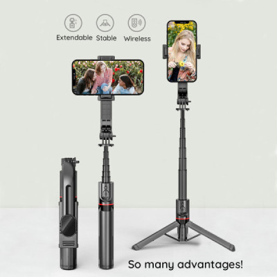 Selfie Stick Trepied Stabil, Portabil, 106cm - Techsuit L12 - Black - 8