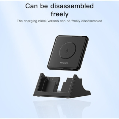 Yesido - Wireless Charger (DS15) - for Phone, Horizontal and Vertical Charging, 15W - Black - 3