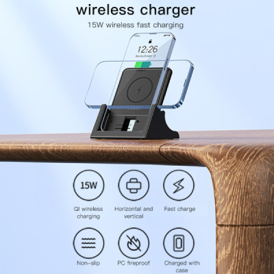Yesido - Wireless Charger (DS15) - for Phone, Horizontal and Vertical Charging, 15W - Black - 7
