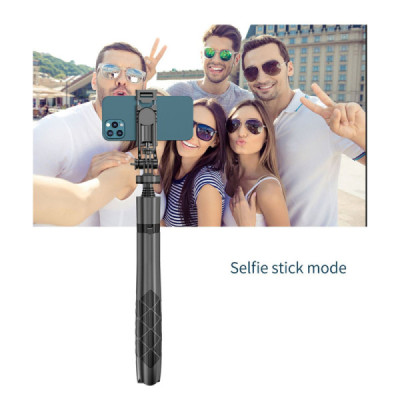 Selfie Stick Trepied Stabil cu Telecomanda si Surub 1/4, 155cm - Techsuit (L16) - Black - 4