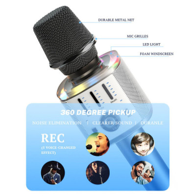 Microfon Karaoke Wireless, Portabil - Yesido (KR10) - Black - 2