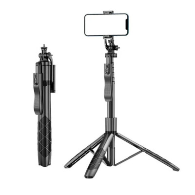 Selfie Stick Trepied Stabil cu Telecomanda si Surub 1/4, 155cm - Techsuit (L16) - Black - 7