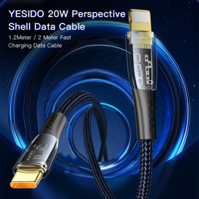 Cablu Incarcare Type-C la Lightning 20W, 1.2m - Yesido (CA101) - Black - 3