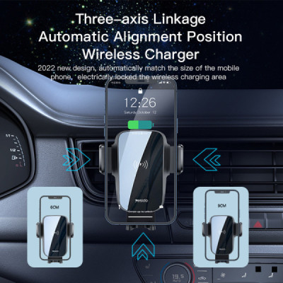Yesido - Car Holder with Wireless Charging (C186) - for Dashboard, Windshield, Air Vent 15W - Black - 4