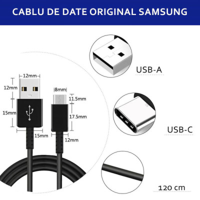 Cablu de Date USB la Type-C, 1.2m - Samsung (EP-DG950CBE) - Black (Bulk Packing) - 4