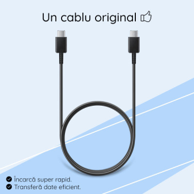 Cablu de Date USB-C la Type-C Fast Charging 3A, 1m - Samsung (EP-DA705BBEGWW) - Black (Bulk Packing) - 4