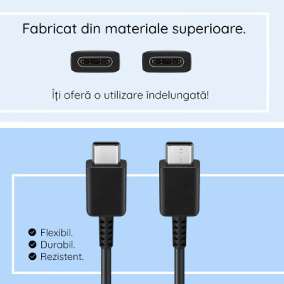 Cablu de Date USB-C la Type-C Fast Charging 3A, 1m - Samsung (EP-DA705BBEGWW) - Black (Bulk Packing) - 5